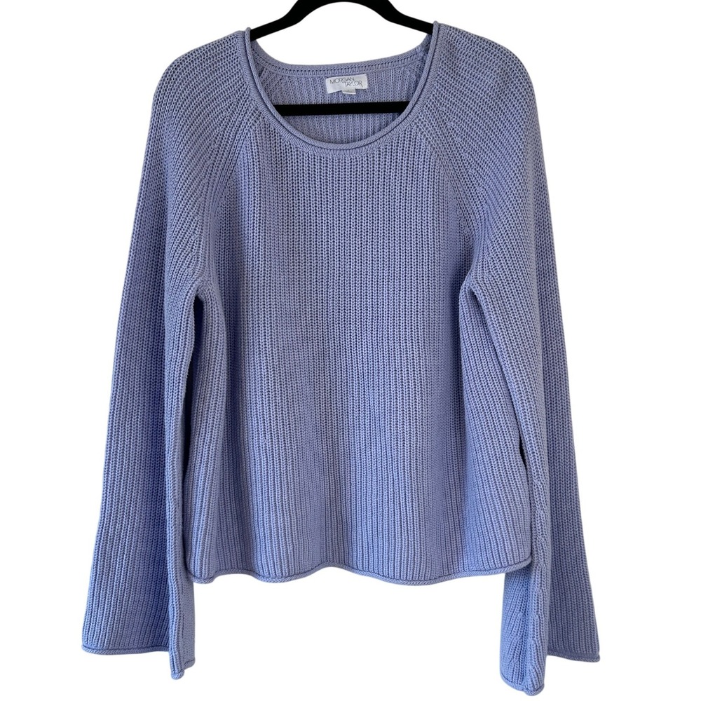 Morgan Taylor Women's Lavender‎ Ribbed Knit Bell Sleeve Sweater Size L